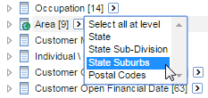 Selecting State Suburbs from the drop-down list