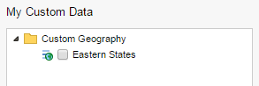 The My Custom Data list with the new custom group, Eastern States, added to the list
