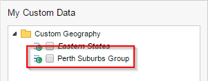 My Custom Data with the custom group renamed to Perth Suburbs Group